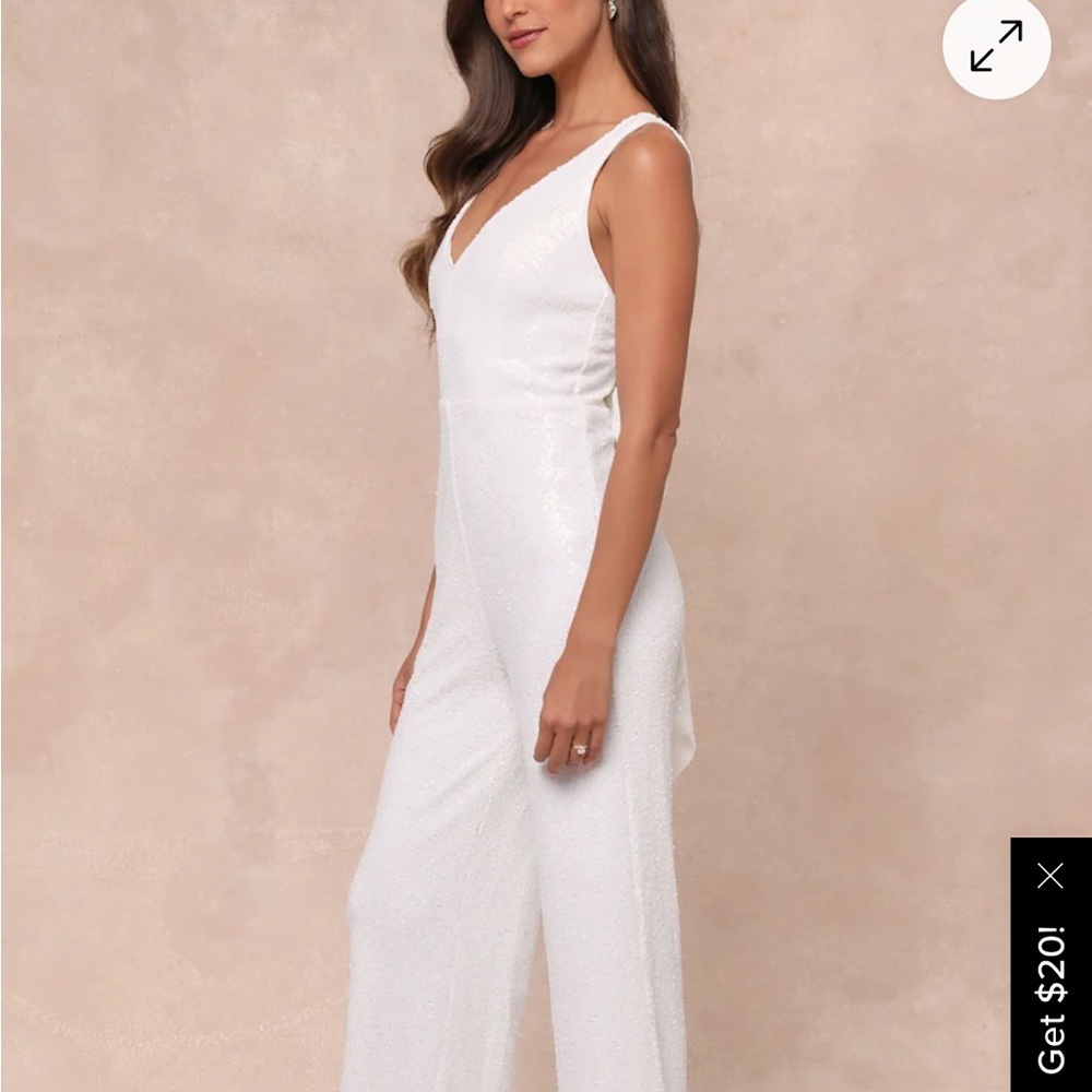NWT Sparkly White Jumpsuit - Medium